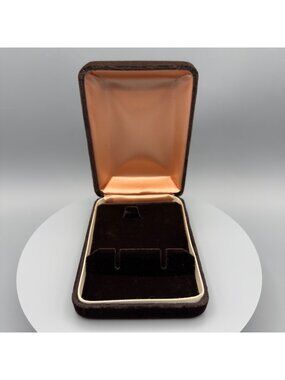 Vintage Brown Velvet Jewelry Presentation Box Satin Velvet Lining